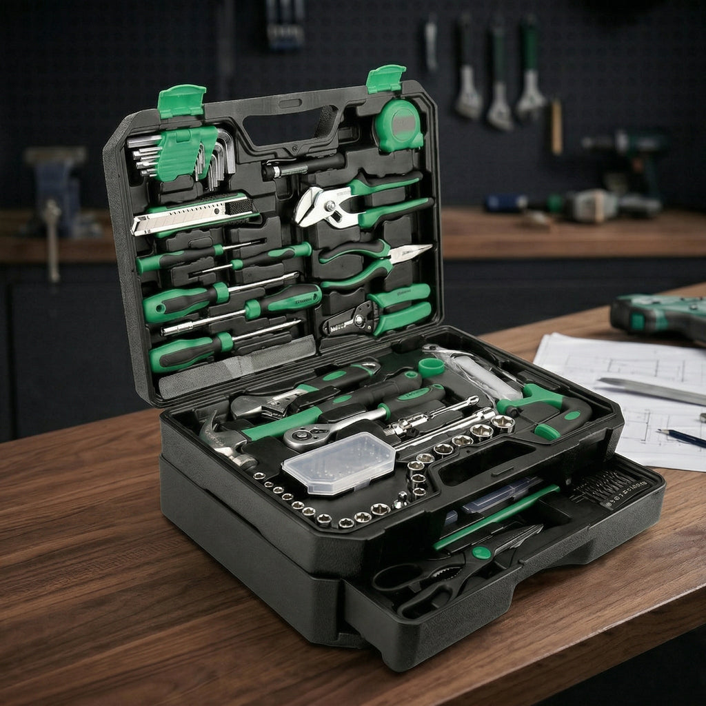 Comprehensive Household Tool Set with Multi-Layer Storage Case