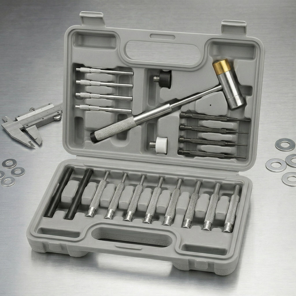 Precision Pin Punch and Small Hammer Set with Carry Case