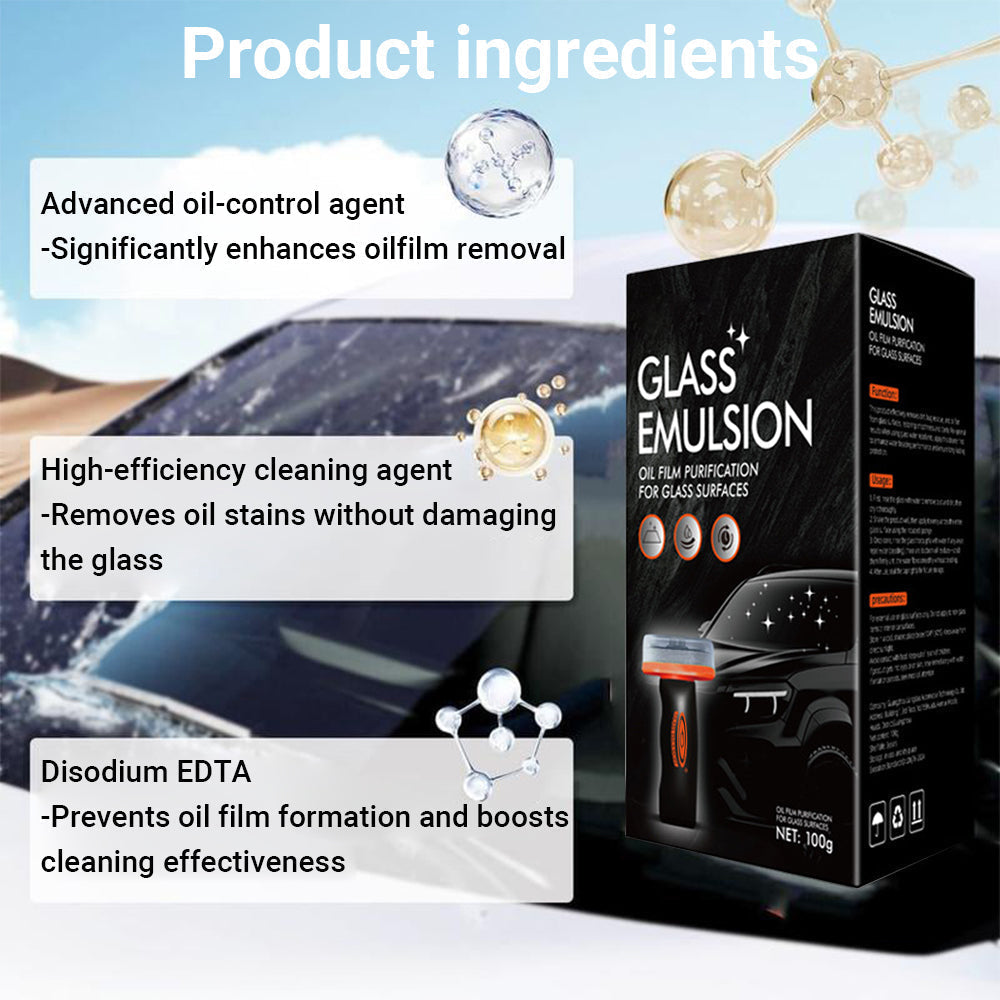 3-in-1 Glass Cleaning Paste ✨ Removes Oil Film & Grease, Water-Repellent Beading Effect up
