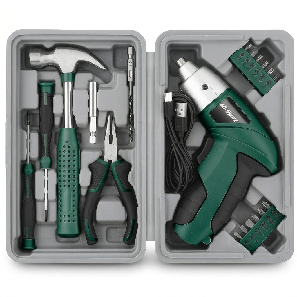 Compact Cordless Screwdriver Tool Kit with Carry Case
