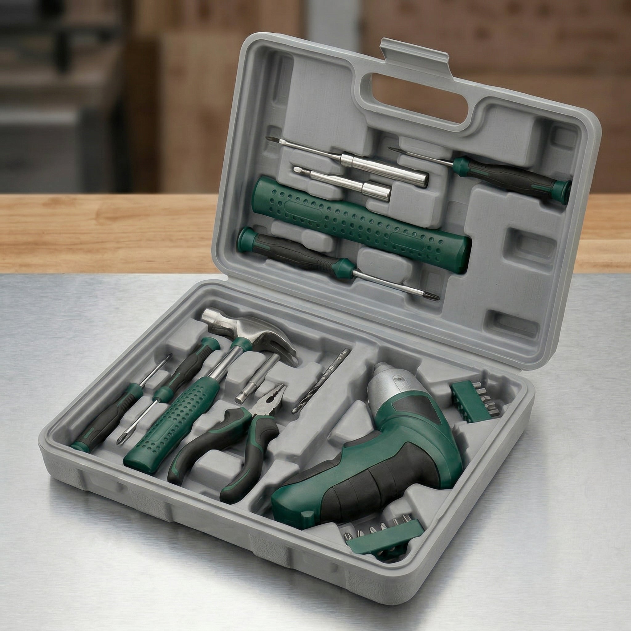 Compact Cordless Screwdriver Tool Kit with Carry Case