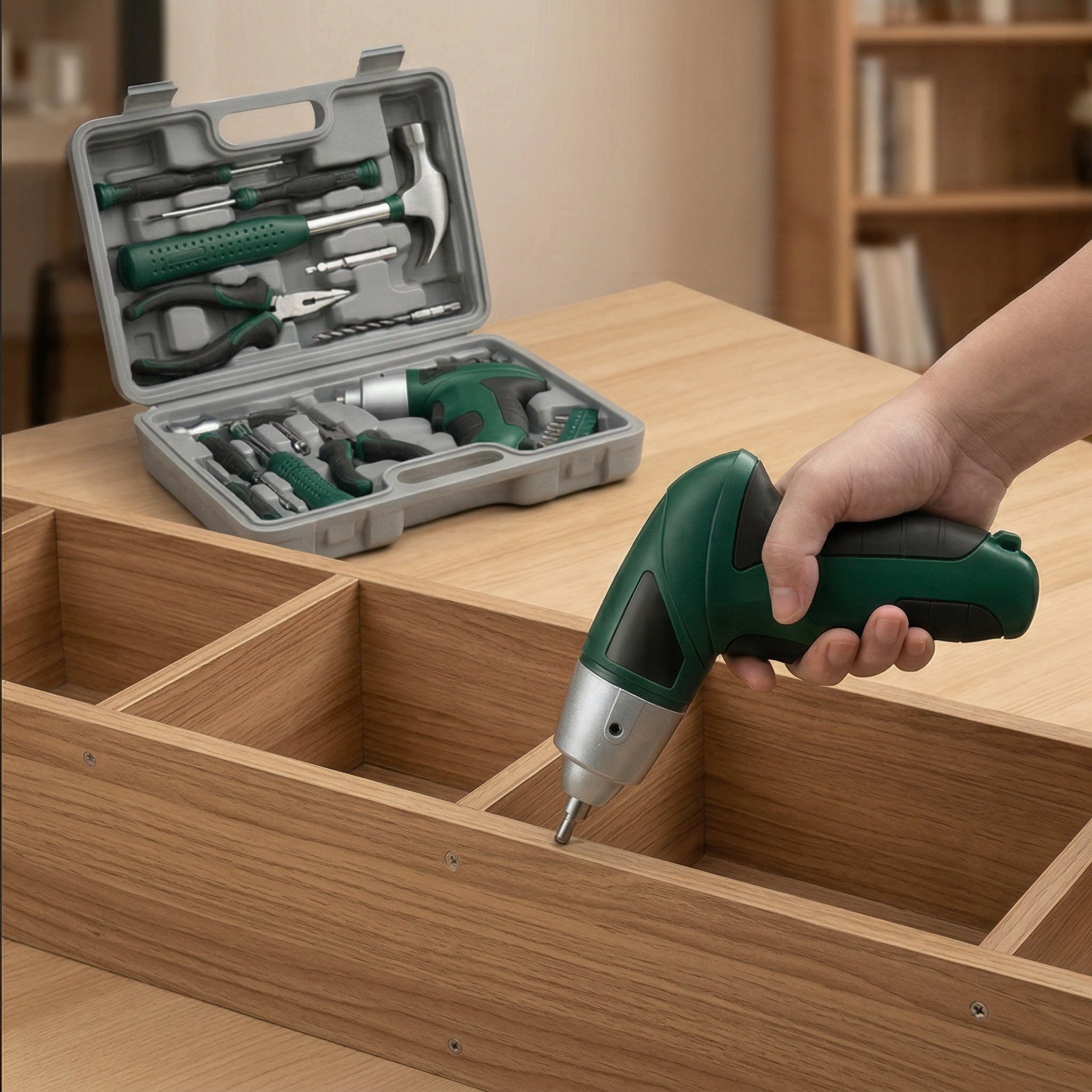 Compact Cordless Screwdriver Tool Kit with Carry Case
